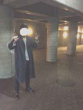 「MHL.」｜「アイテム（トレンチコート）」を使った、たかはぴさん（メンズ・186cm）の秋コーディネート
