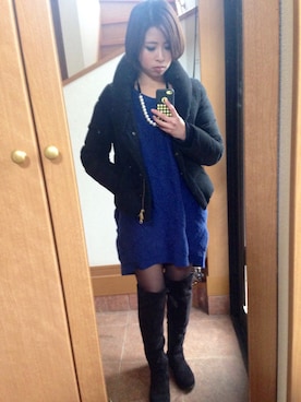 「シアータイツ」｜あいさん（レディース・155cm）の冬コーディネート