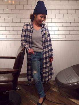 「Vネック」｜あいさん（レディース・155cm）の秋コーディネート