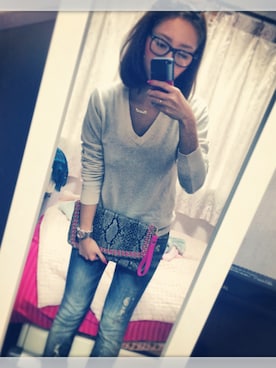 「UNIQLO（ユニクロ）のアイテム（ニット/セーター、ホワイト系）」を使った、Kaoriさん（レディース・162cm）の春コーディネート