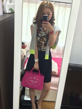 「VICKY（ビッキー）のアイテム（Tシャツ/カットソー、ホワイト系）」を使った、Kaoriさん（レディース・162cm）の夏コーディネート