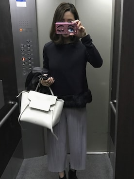 「LE CIEL BLEU（ルシェルブルー）のアイテム（その他トップス、ブラック系）」を使った、Kaoriさん（レディース・162cm）の冬コーディネート