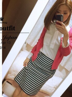 「GAP（ギャップ）のアイテム（シャツ/ブラウス、ホワイト系）」を使った、Kaoriさん（レディース・162cm）の春コーディネート