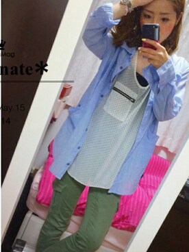 「Ungrid（アングリッド）のアイテム（Tシャツ/カットソー、ホワイト系）」を使った、Kaoriさん（レディース・162cm）の春コーディネート