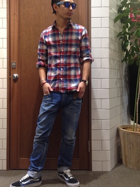 「テーパードデニム」｜YoutaWさん（メンズ・170cm）の冬コーディネート