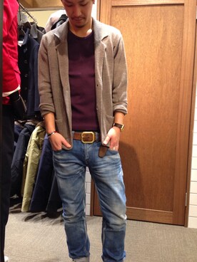 「テーパードデニム」｜YoutaWさん（メンズ・170cm）の冬コーディネート