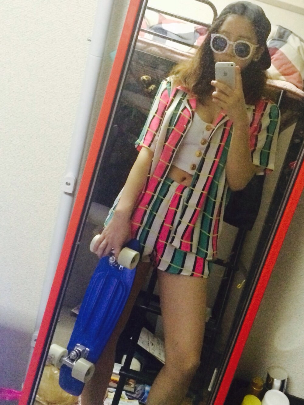 「FIG&VIPERのレトロ柄イージー柄シャツ（シャツ/ブラウス、ホワイト系）」を使った、Ms.Oさん（レディース・166cm）の夏コーディネートの1枚目の写真