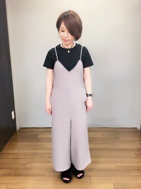 「メチャカリ」｜「アイテム（Tシャツ/カットソー）」を使った、rinaさん（レディース・150cm）の夏コーディネート