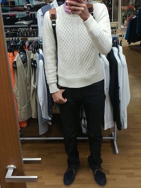 「アイテム（デニムパンツ、ブラック系）」を使った、りょーじさん（メンズ・173cm）の春コーディネート