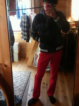 「アイテム（パーカー、ブルー系）」を使った、りょーじさん（メンズ・173cm）の春コーディネート