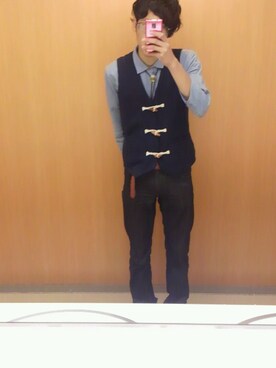 「アイテム（デニムパンツ、ブラック系）」を使った、りょーじさん（メンズ・173cm）の春コーディネート