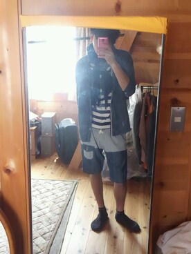 「アイテム（Tシャツ/カットソー、ブルー系）」を使った、りょーじさん（メンズ・173cm）の春コーディネート