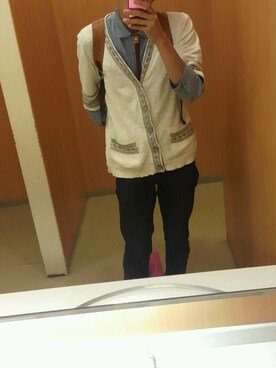 「WEGO（ウィゴー）のパネルJQD7Sカーデ（カーディガン/ボレロ、ベージュ系）」を使った、りょーじさん（メンズ・173cm）の春コーディネート