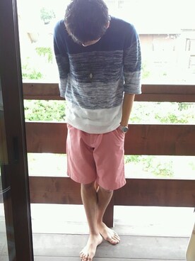 「アイテム（アナログ腕時計、ホワイト系）」を使った、りょーじさん（メンズ・173cm）の夏コーディネート