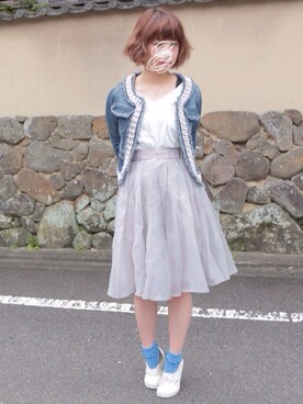 大hit 15秋の新作 デニムパールブルゾンを使った人気ファッションコーディネート Wear