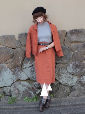 「レトロ」｜「アイテム（つなぎ/オールインワン）」を使った、ぴっぴさん（レディース・153cm）の秋コーディネート