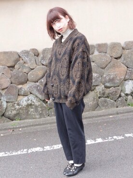 「カウチン」｜「アイテム（ブルゾン）」を使った、ぴっぴさん（レディース・153cm）の冬コーディネート