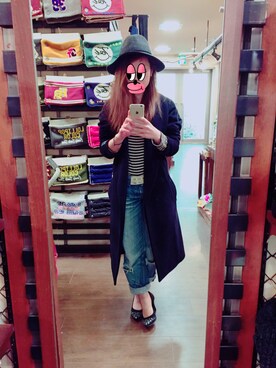 「GLOBAL WORK（グローバルワーク）のフェルトナカオレＨＡＴ/565115（ハット）」を使った、もつんさん（レディース・155cm）の冬コーディネート