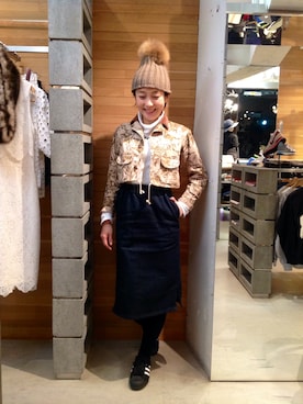 「アイテム（デニムスカート）」を使った、クスノセ  さん（レディース・159cm）の冬コーディネート