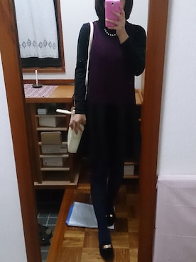 「OZOC（オゾック）のブロックチェックショルダーBAG（ショルダーバッグ）」を使った、stm11yzさん（レディース・161cm）の冬コーディネート