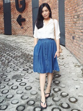 「midi skirt」｜JolieLeeさん（レディース・155cm）の冬コーディネート