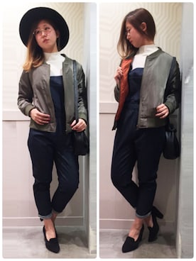 「アイテム（つなぎ/オールインワン）」を使った、YOKOさん（レディース・160cm）の冬コーディネート