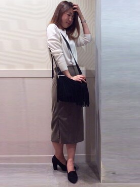 「膝丈スカート」｜YOKOさん（レディース・160cm）の冬コーディネート