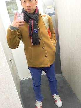 「BEAMS（ビームス）のアイテム（ダッフルコート）」を使った、KazuhiroHashiguchiさん（メンズ・182cm）の冬コーディネート
