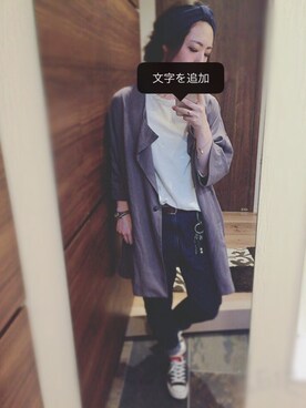 「黒髪」｜「アイテム（その他アウター）」を使った、ぴーやさん（レディース・159cm）の春コーディネート