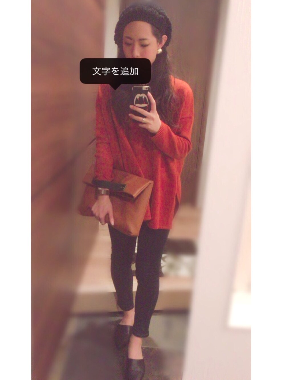 「秋のコーデ、KBF、H&M、HARE、ciaopanic、OSMOSIS、ニットベレー、秋コーデ」｜「H&Mのアイテム（ニット/セーター、オレンジ系）」を使った、ぴーやさん（レディース・159cm）の秋コーディネートの1枚目の写真