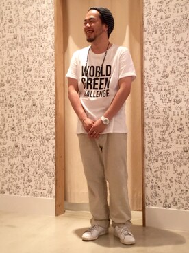 「coenスタッフスタイリング」｜「アイテム（ニットキャップ/ビーニー）」を使った、たにさん（メンズ・170cm）の夏コーディネート