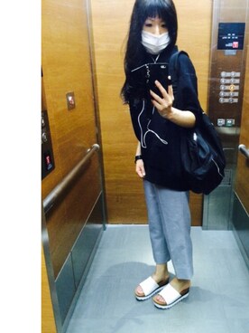 「EMODA（エモダ）のアイテム（スラックス）」を使った、saoriさん（レディース・156cm）の夏コーディネート