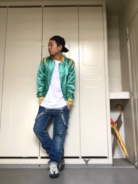 「Coca Cola（コカコーラ）のアイテム（ジャケット/アウター）」を使った、84ersさん（メンズ・175cm）の春コーディネート