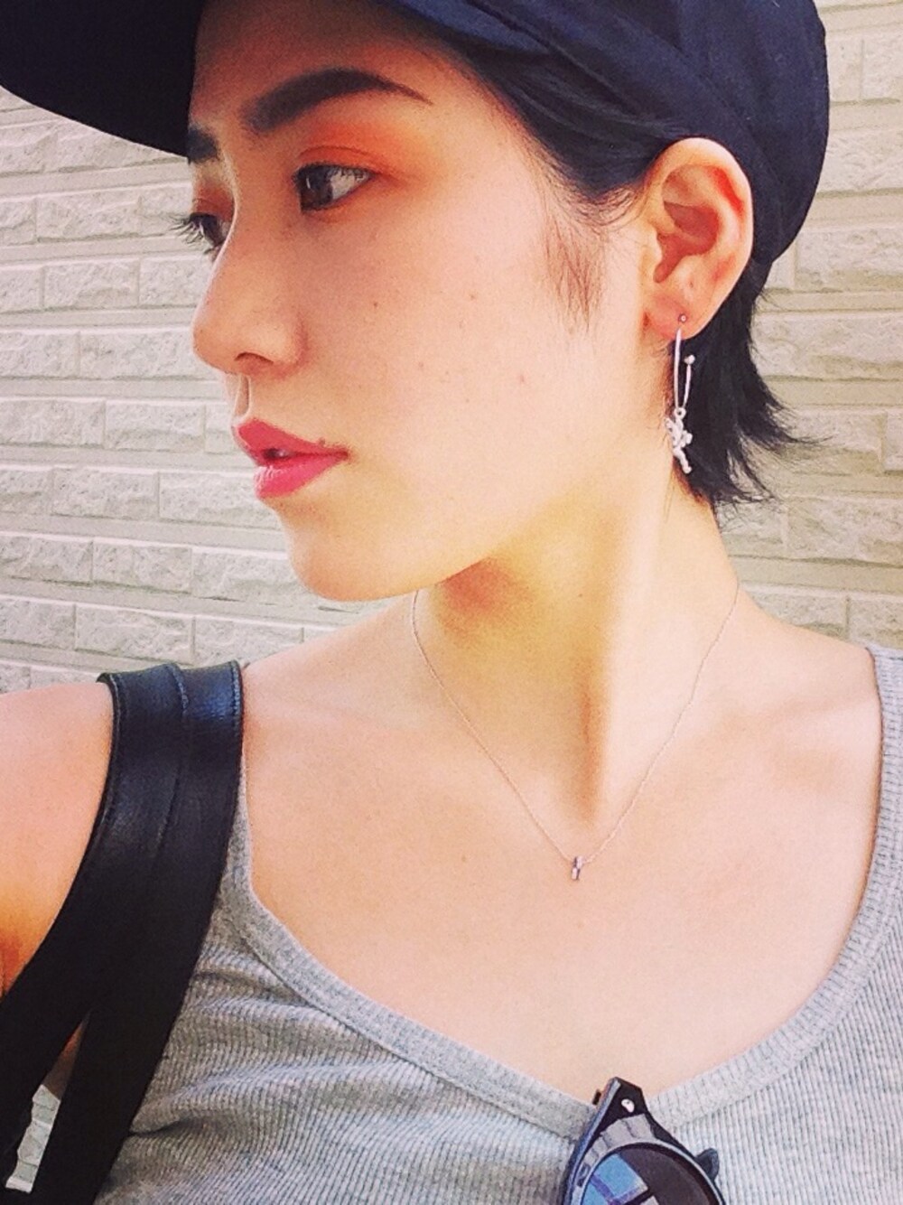 「無印良品のアイテム（キャップ、ブラック系）」を使った、shionさん（レディース・162cm）の夏コーディネートの1枚目の写真