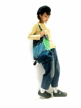 「ORCIVAL（オーシバル）の【ORCIVAL(オーシバル)】コットンロード フレンチバスクシャツ（Tシャツ/カットソー）」を使った、R子さん（レディース・151cm）の春コーディネート