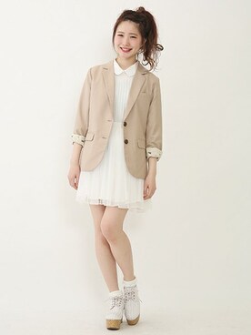 「one after another NICE CLAUP（ワンアフターアナザーナイスクラップ）のアイテム（ブーティ）」を使った、ricacoさん（レディース・158cm）の春コーディネート
