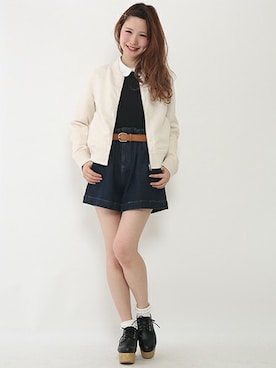「one after another NICE CLAUP（ワンアフターアナザーナイスクラップ）のアイテム（ブーティ）」を使った、ricacoさん（レディース・158cm）の春コーディネート