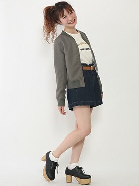 「one after another NICE CLAUP（ワンアフターアナザーナイスクラップ）のアイテム（ブーティ）」を使った、ricacoさん（レディース・158cm）の春コーディネート