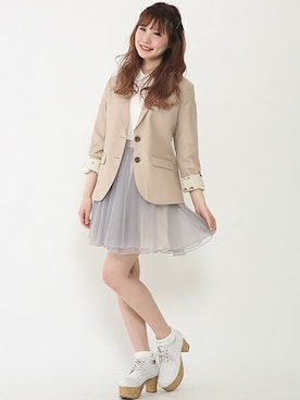 「one after another NICE CLAUP（ワンアフターアナザーナイスクラップ）のアイテム（ブーティ）」を使った、ricacoさん（レディース・158cm）の春コーディネート