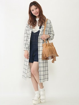 「サンダルに靴下」｜「アイテム（チェスターコート）」を使った、ricacoさん（レディース・158cm）の春コーディネート