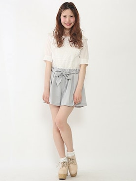 「one after another NICE CLAUP（ワンアフターアナザーナイスクラップ）のアイテム（ブーティ）」を使った、ricacoさん（レディース・158cm）の春コーディネート