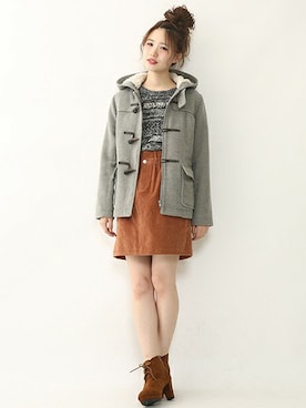 「one after another NICE CLAUP（ワンアフターアナザーナイスクラップ）のアイテム（ダッフルコート）」を使った、ricacoさん（レディース・158cm）の秋コーディネート