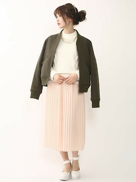 「one after another NICE CLAUP（ワンアフターアナザーナイスクラップ）のアイテム（MA-1）」を使った、ricacoさん（レディース・158cm）の冬コーディネート