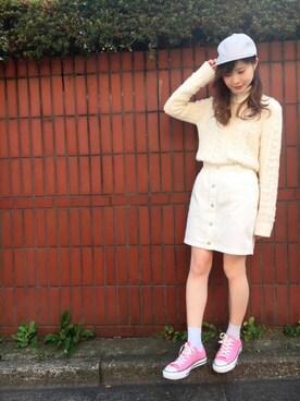 「one after another NICE CLAUP（ワンアフターアナザーナイスクラップ）のアイテム（キャップ）」を使った、ricacoさん（レディース・158cm）の冬コーディネート