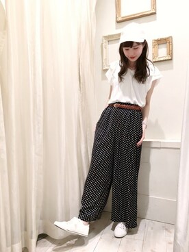 「one after another NICE CLAUP（ワンアフターアナザーナイスクラップ）のアイテム（キャップ）」を使った、ricacoさん（レディース・158cm）の春コーディネート