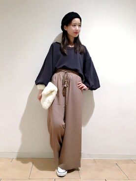「one after another NICE CLAUP（ワンアフターアナザーナイスクラップ）のアイテム（ハンチング/ベレー帽）」を使った、ricacoさん（レディース・158cm）の秋コーディネート