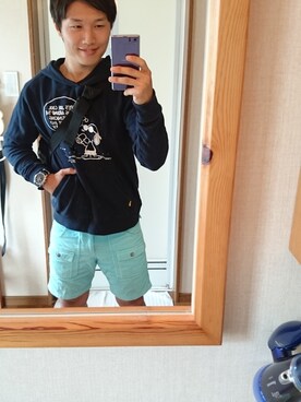 「アイテム（その他、ブルー系）」を使った、みやもんさん（メンズ・165cm）の秋コーディネート