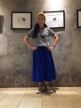 「ボヘミアンズ」｜「アイテム（ニットキャップ/ビーニー）」を使った、小林さん（レディース・155cm）の夏コーディネート