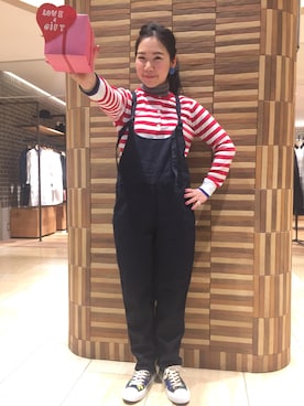 「バレンタインデートスタイル」｜「アイテム（オールインワン・サロペット）」を使った、小林さん（レディース・155cm）の冬コーディネート