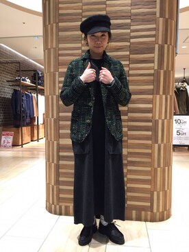 「パラブーツ」｜「アイテム（ハンチング/ベレー帽）」を使った、小林さん（レディース・155cm）の秋コーディネート